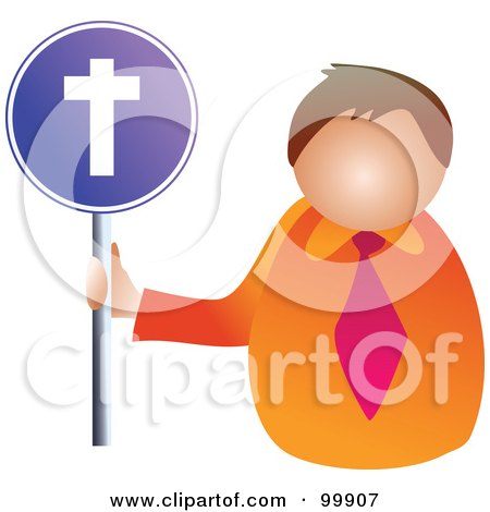 Royalty-Free (RF) Clipart Illustration of a Businessman Holding A Christian Sign by Prawny