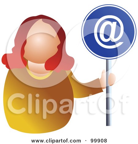 Royalty-Free (RF) Clipart Illustration of a Businesswoman Holding An At Sign by Prawny