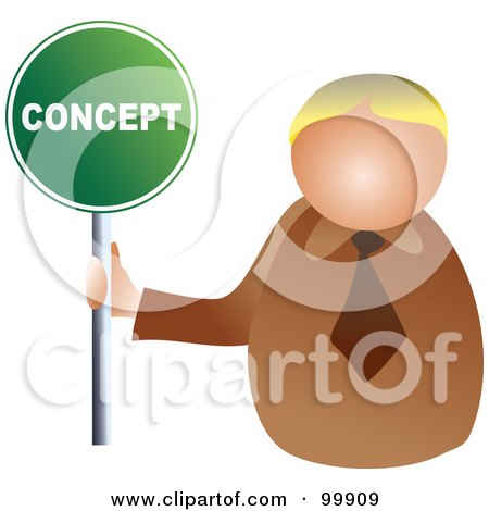 Royalty-Free (RF) Clipart Illustration of a Businessman Holding A Concept Sign by Prawny