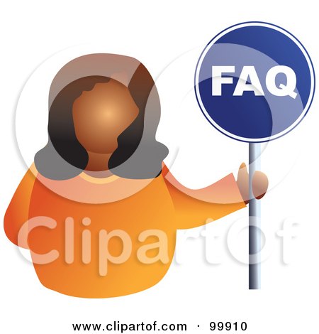 Royalty-Free (RF) Clipart Illustration of a Businesswoman Holding A FAQ Sign by Prawny