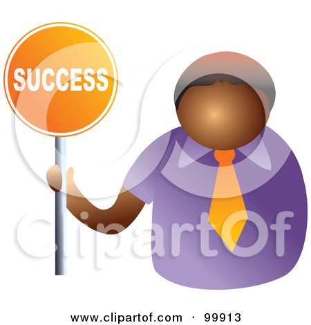 Royalty-Free (RF) Clipart Illustration of a Businessman Holding A Success Sign by Prawny