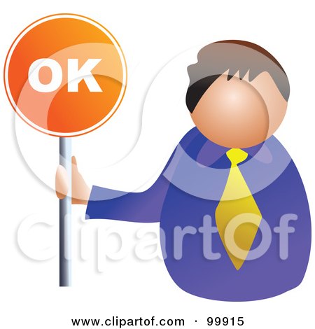 Royalty-Free (RF) Clipart Illustration of a Businessman Holding An OK Sign by Prawny