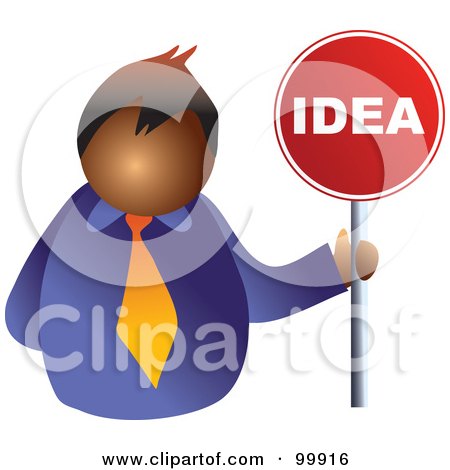 Royalty-Free (RF) Clipart Illustration of a Businessman Holding An Idea Sign by Prawny