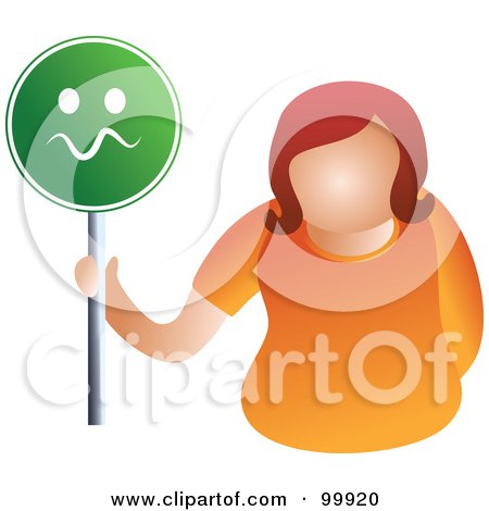 Royalty-Free (RF) Clipart Illustration of a Businesswoman Holding A Nervous Sign by Prawny