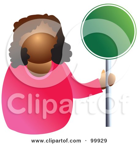 Royalty-Free (RF) Clipart Illustration of a Businesswoman Holding A Green Sign by Prawny