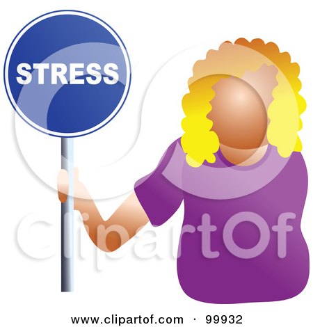 Royalty-Free (RF) Clipart Illustration of a Businesswoman Holding A Stress Sign by Prawny