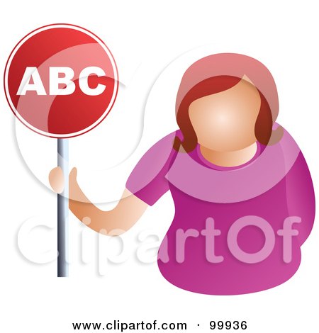 Royalty-Free (RF) Clipart Illustration of a Businesswoman Holding An ABC Sign by Prawny