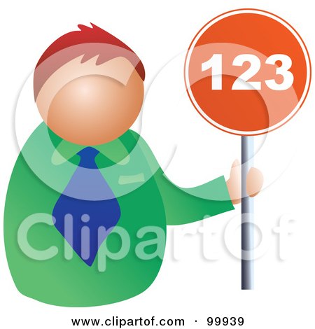 Royalty-Free (RF) Clipart Illustration of a Businessman Holding A 123 Sign by Prawny