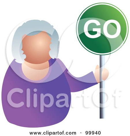 Royalty-Free (RF) Clipart Illustration of a Businesswoman Holding A Go Sign by Prawny