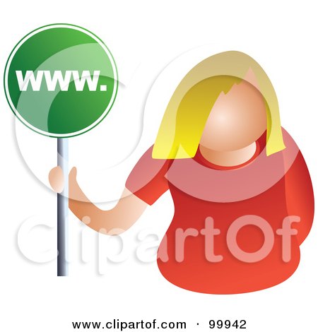 Royalty-Free (RF) Clipart Illustration of a Businesswoman Holding A WWW Sign by Prawny