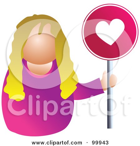 Royalty-Free (RF) Clipart Illustration of a Businesswoman Holding A Heart Sign by Prawny
