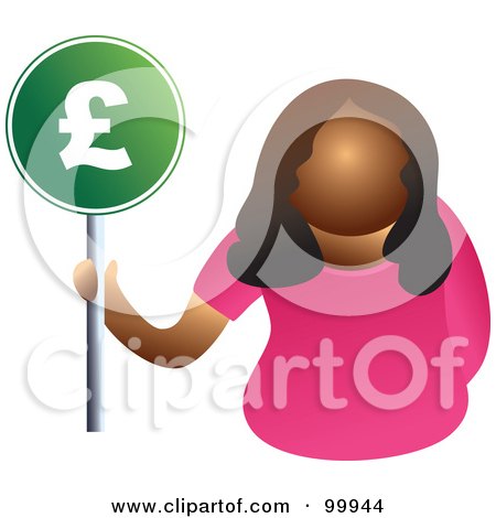 Royalty-Free (RF) Clipart Illustration of a Businesswoman Holding A Pound Sign by Prawny