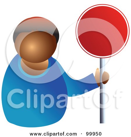 Royalty-Free (RF) Clipart Illustration of a Businessman Holding A Blank Red Sign by Prawny