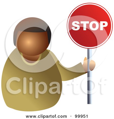 Royalty-Free (RF) Clipart Illustration of a Businessman Holding A Stop Sign by Prawny