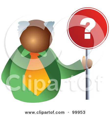 Royalty-Free (RF) Clipart Illustration of a Businessman Holding A Question Sign by Prawny