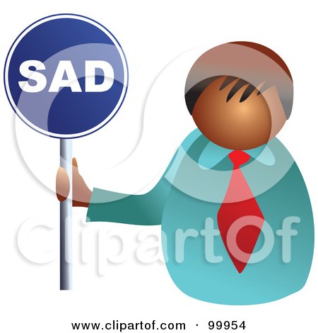 Royalty-Free (RF) Clipart Illustration of a Businessman Holding A Sad Sign by Prawny