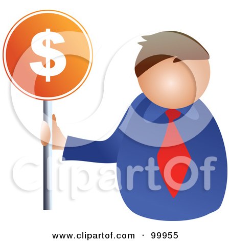 Royalty-Free (RF) Clipart Illustration of a Businessman Holding A Dollar Sign by Prawny