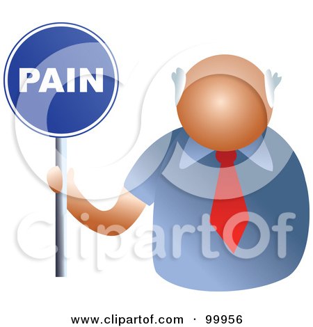 Royalty-Free (RF) Clipart Illustration of a Businessman Holding A Pain Sign by Prawny