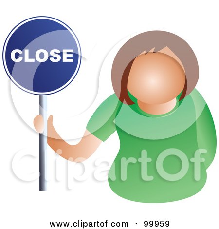 Royalty-Free (RF) Clipart Illustration of a Businesswoman Holding A Close Sign by Prawny
