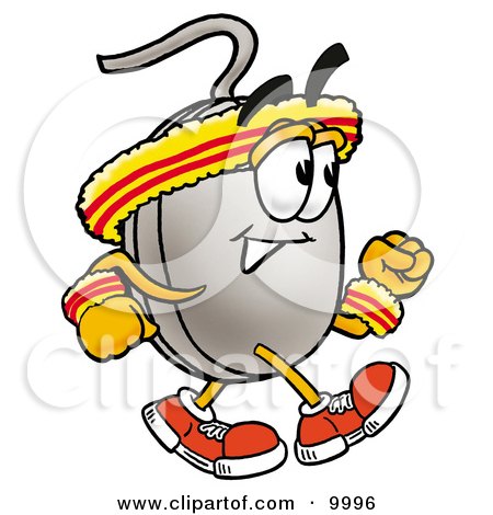 Clipart Picture of a Computer Mouse Mascot Cartoon Character Speed Walking or Jogging by Mascot Junction
