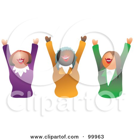Royalty-Free (RF) Clipart Illustration of a Female Business Team Celebrating by Prawny