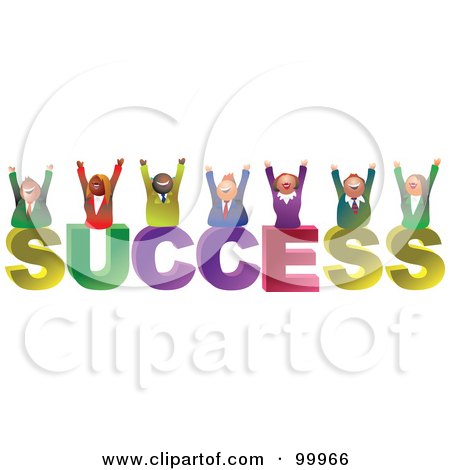 Royalty-Free (RF) Clipart Illustration of a Business Team Celebrating On SUCCESS by Prawny