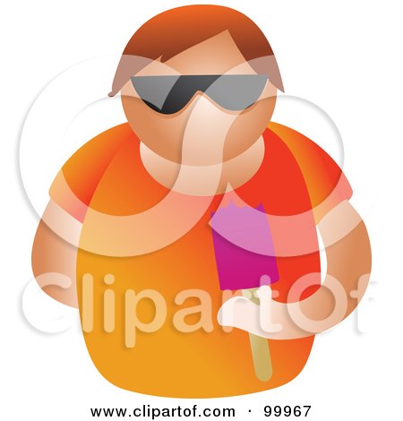 Royalty-Free (RF) Clipart Illustration of a Man Wearing Sunglasses And Eating A Popsicle by Prawny