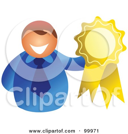 Royalty-Free (RF) Clipart Illustration of a Businessman Holding A Ribbon by Prawny