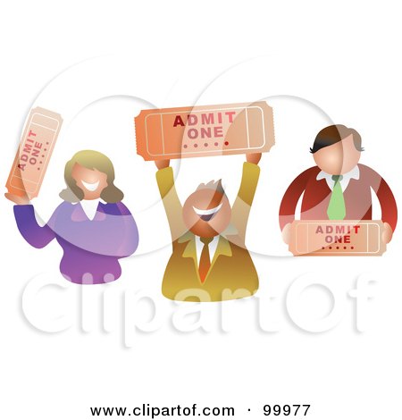 Royalty-Free (RF) Clipart Illustration of a Business Team Holding Tickets by Prawny