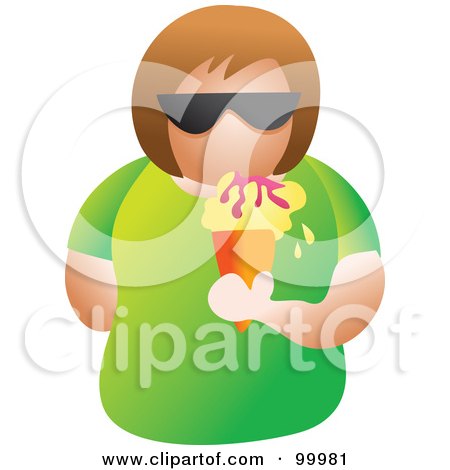 Royalty-Free (RF) Clipart Illustration of a Woman Wearing Shades And Eating An Ice Cream Cone by Prawny