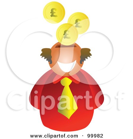 Royalty-Free (RF) Clipart Illustration of a Businessman With A Slot Head And Pound Coins by Prawny