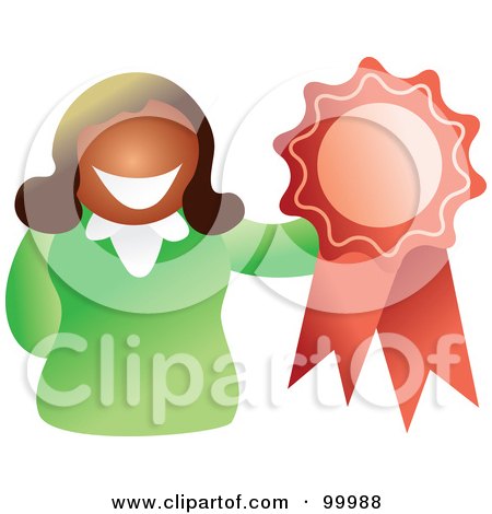 Royalty-Free (RF) Clipart Illustration of a Businesswoman Holding A Ribbon by Prawny