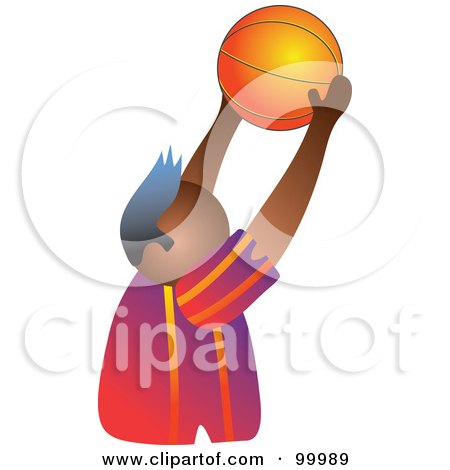 Royalty-Free (RF) Clipart Illustration of a Man Holding Up A Basketball by Prawny