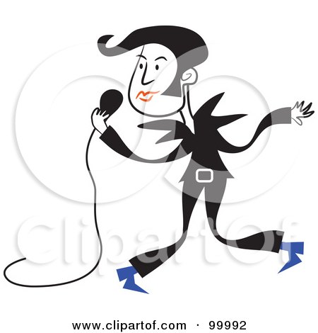 Royalty-Free (RF) Clipart Illustration of a Man In Black, Singing And Dancing by Prawny