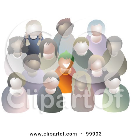 Royalty-Free (RF) Clipart Illustration of a Green Haired Boy Standing Out From A Crowd by Prawny