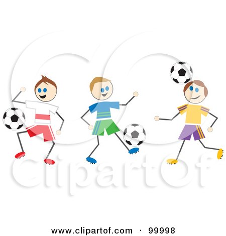 Royalty-Free (RF) Clipart Illustration of Stick Boys Playing Soccer by Prawny