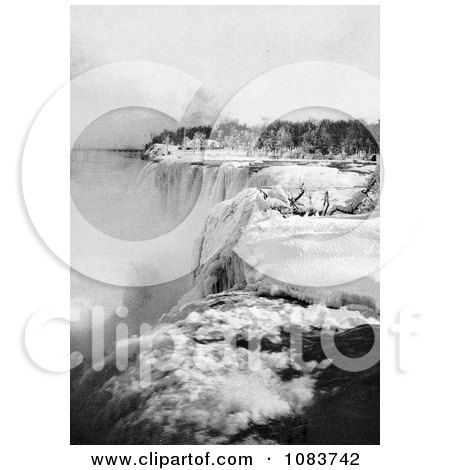 Snow And Ice At The Top Of American Falls In Winter, Niagara Falls - Royalty Free Historical Stock Photography by JVPD