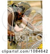 Soldier Stringing Concertina Wire Free Stock Photography by JVPD