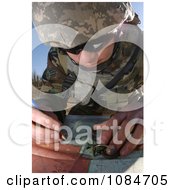 Soldier Using A Map And Compass Free Stock Photography