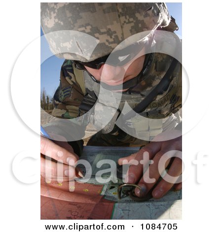 Soldier Using a Map and Compass - Free Stock Photography by JVPD