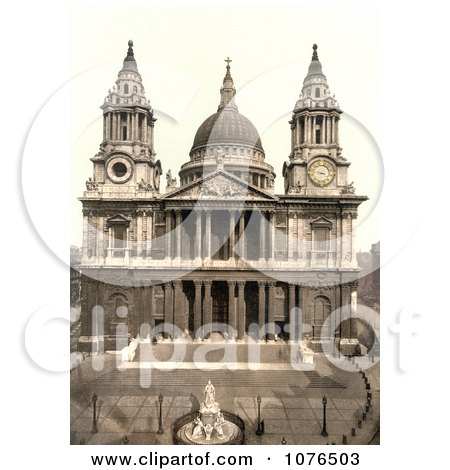 Statue of Queen Anne in Front of the West Side of St Paul’s Cathedral on Ludgate Hill in London, England - Royalty Free Stock Photography  by JVPD
