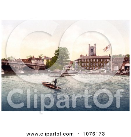 Steamboats And Gondoliers Near The Red Lion Hotel In Henley On Thames On The Banks Of The Thames River In London England UK - Royalty Free Stock Photography  by JVPD