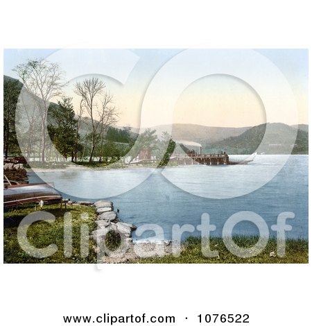 Steamer at the Howtown Pier on Ullswater Lake District England United Kingdom - Royalty Free Stock Photography  by JVPD