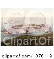 Steamship And Sailboats Near Peel Castle On St PatrickS Isle In Peel Isle Of Man England Royalty Free Stock Photography by JVPD