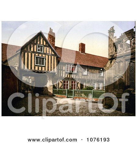 Stock Photo of Abbot Reginald’s Gateway And The Old Vicarage In Evesham Worcestershire England UK - Royalty Free Stock Photography  by JVPD