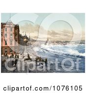 Storm Waves Washing Up On The Train Tracks Jubilee Clock And Promenade By Waterfront Buildings In Douglas Doolish Isle Of Man England Royalty Free Stock Photography