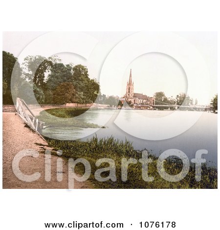 the All Saints Church and Marlow Bridge in Great Marlow Buckinghamshire London England UK - Royalty Free Stock Photography  by JVPD