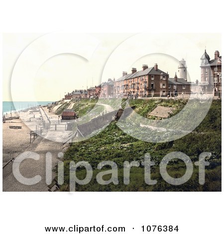 the Beach and Buildings Along the North Parade Promenade in Southwell, Dorset, England, UK - Royalty Free Stock Photography  by JVPD