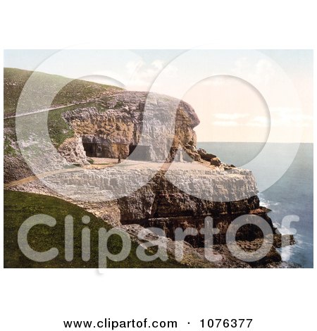 the Coastal Tilly Whim Caves in Durlston Swanage Dorset England UK - Royalty Free Stock Photography  by JVPD