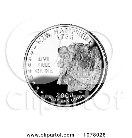 The Old Man of the Mountain Formation on the New Hampshire State Quarter - Royalty Free Stock Photography by JVPD